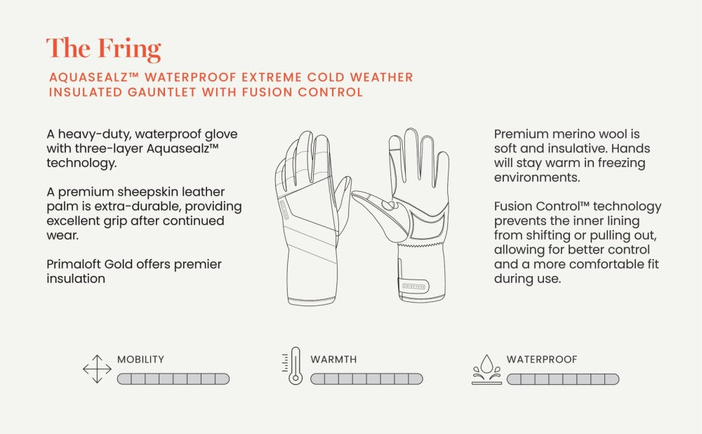 Sealskinz Fring Waterproof Extreme Cold Weather Insulated Gauntlet with Fusion Control