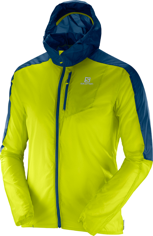 SALOMON vējjaka ar kapuci Fast Wing Hoodie green/blue