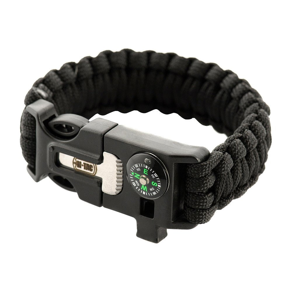 M - Tac paracord bracelet with flint lighters, compass, and whistle - DABAI.LV